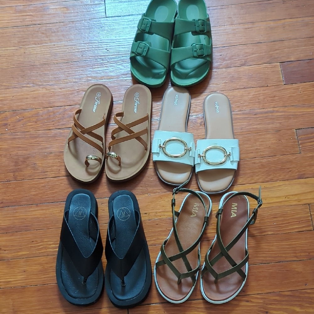 Women's Stylish Sandal Collection - Green, Brown, Black, White Size 8